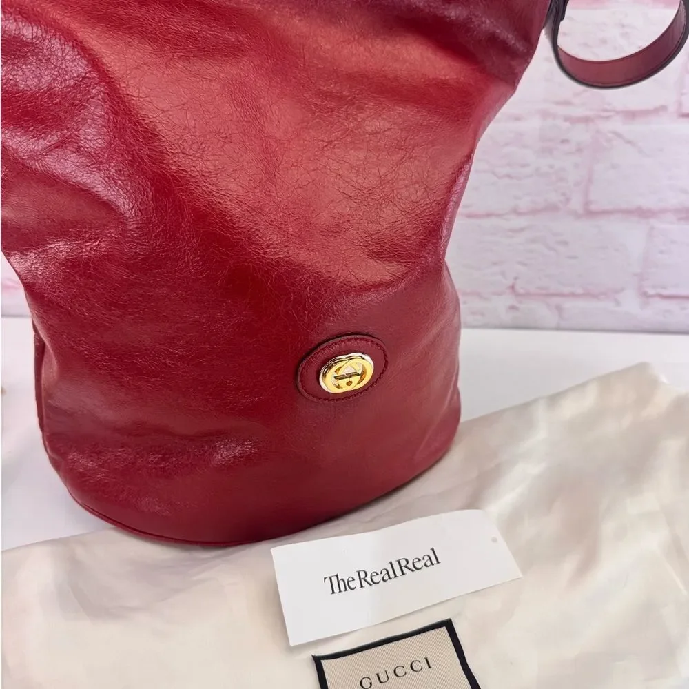Gucci Morpheus Large Distressed Red Leather Hobo